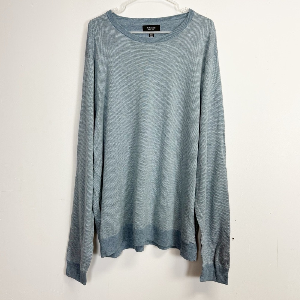 NEW Nordstrom Mens Shop Sweater 3XL Blue Pullover Crewneck Wool Blend NWOT